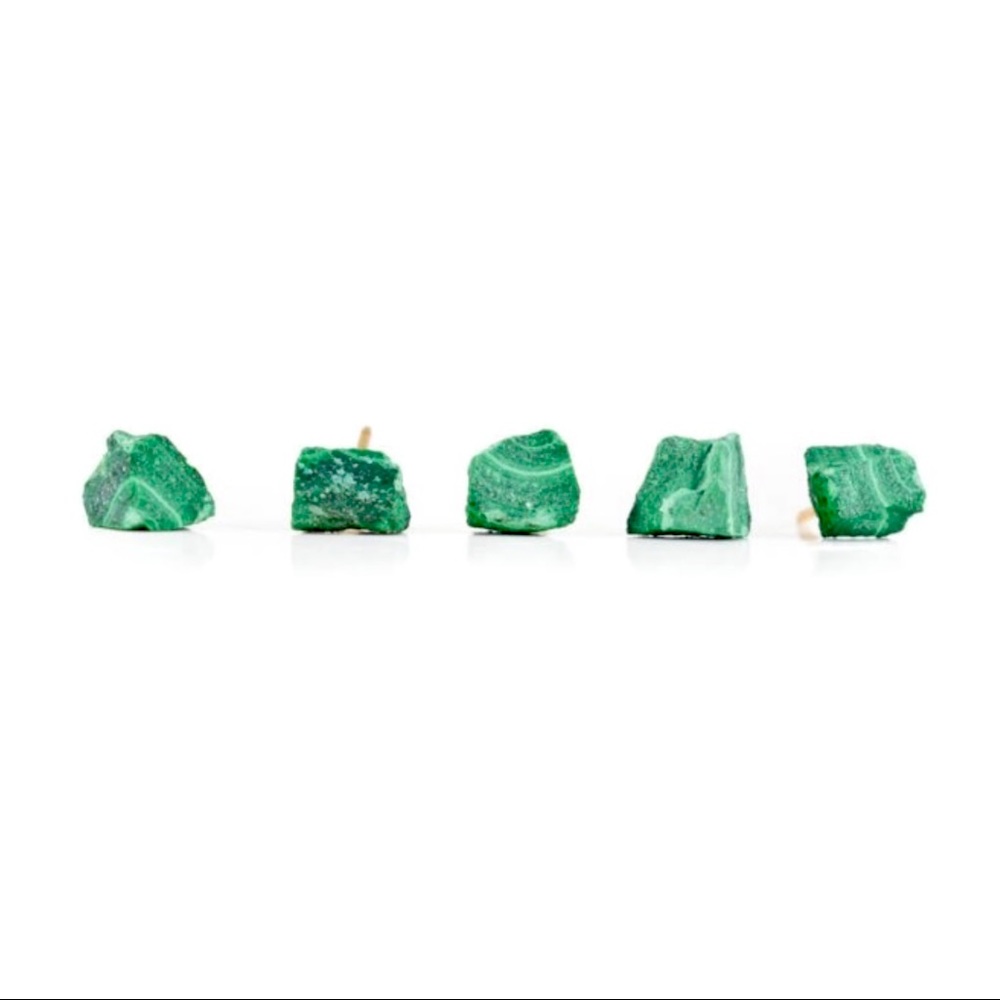 🆕 New Raw Malachite Crystal Stud Gemstone Earrings